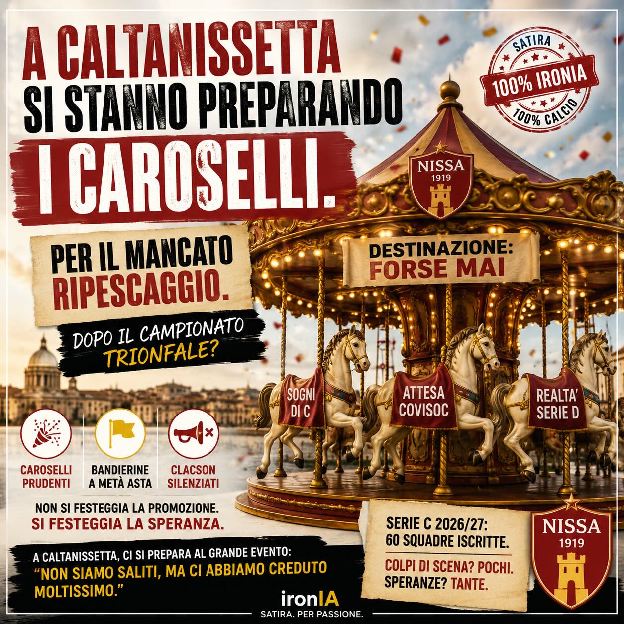 Caltanissetta, caroselli per il mancato ripescaggio