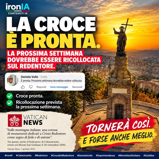 Redentore di Caltanissetta, la croce è pronta: ricollocazione prevista la prossima settimana
