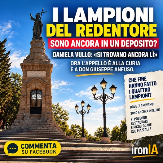 I quattro lampioni del Monumento al Redentore di Caltanissetta